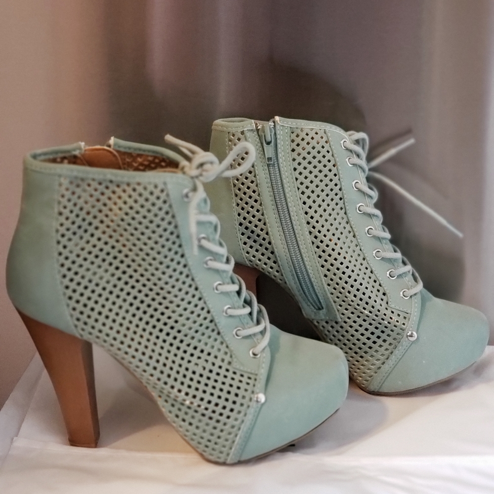 Fun & Sexy Mint Green Perforated Qupid Booties